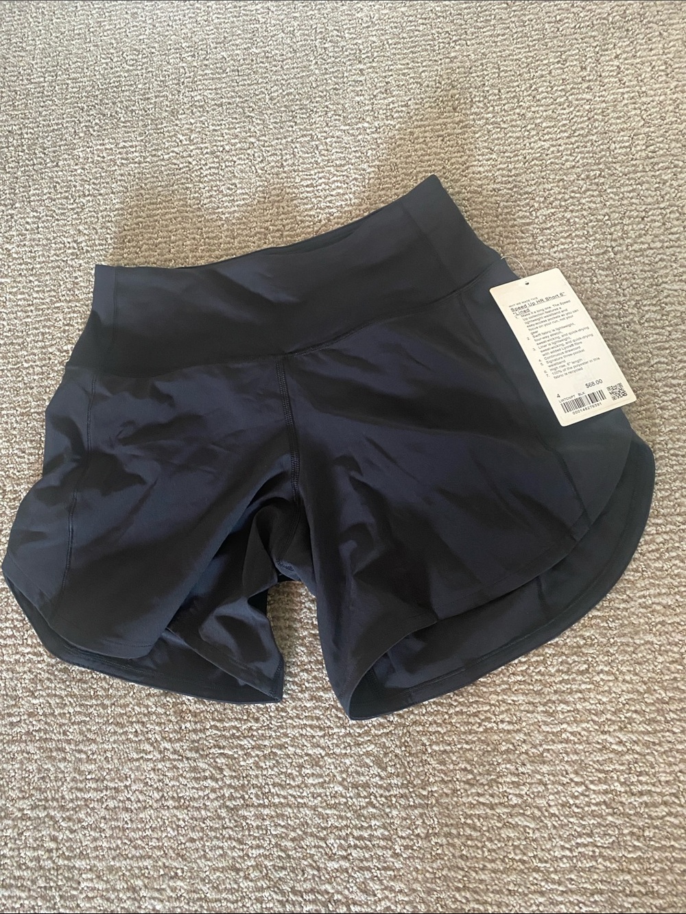 lululemon athletica Black Running Shorts with Wide Waistband and zipper pocket